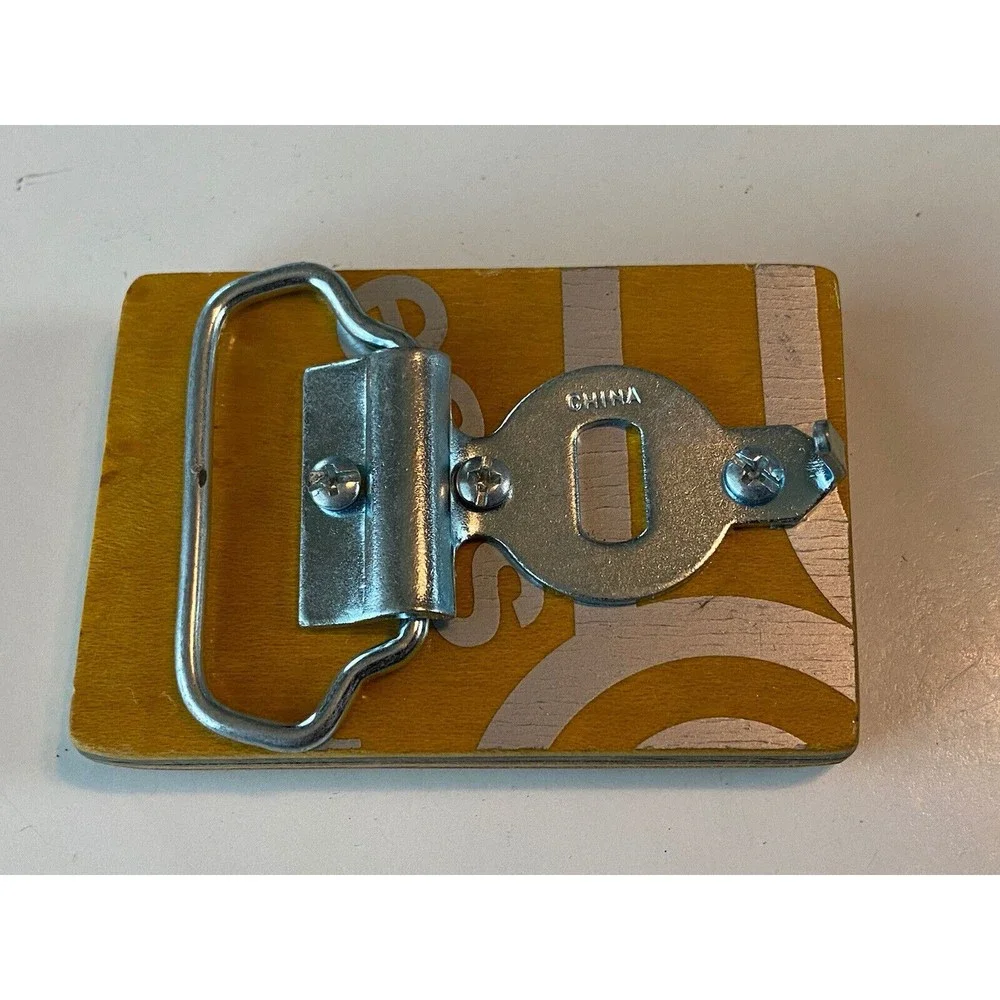 Vintage Handmade Skateboard Skater Wooden Deck Piece Blue Skate Belt Buckle
